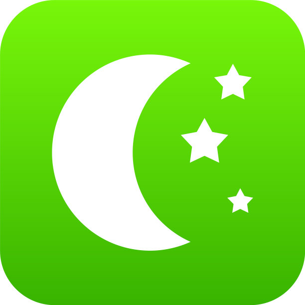 月亮和星星的图标数字绿色图片下载