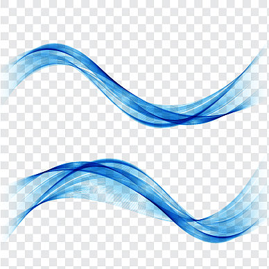 抽象的蓝色波设置在透明的背景图片下载