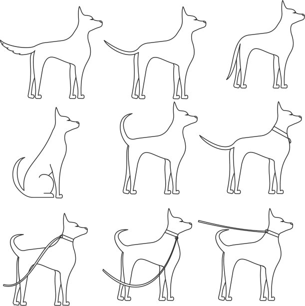 一条狗横在完全生长的素描中不同图片下载