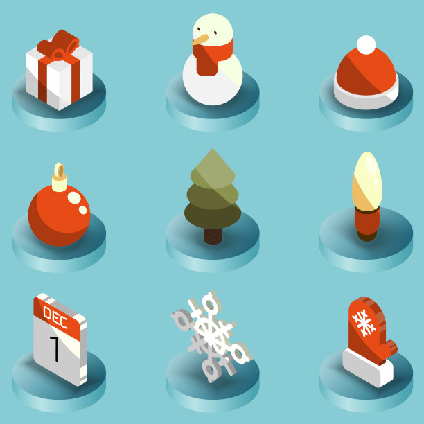 冬季颜色等距图标图片下载