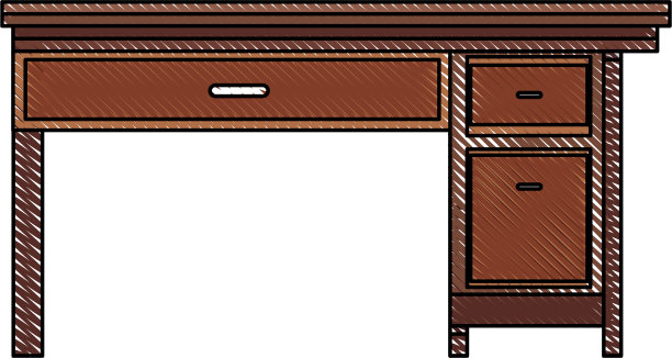 绘办公桌、木抽屉、提手家具图片下载