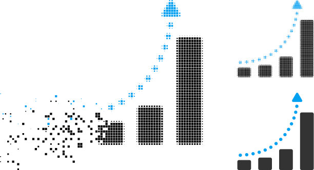 溶解虚线半色调条形图趋势图标图片下载
