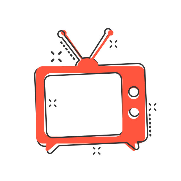 卡通电视图标在漫画风格的电视标志图片下载