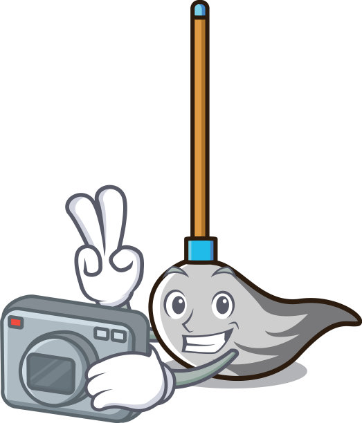 摄影师拖把吉祥物卡通风格图片下载