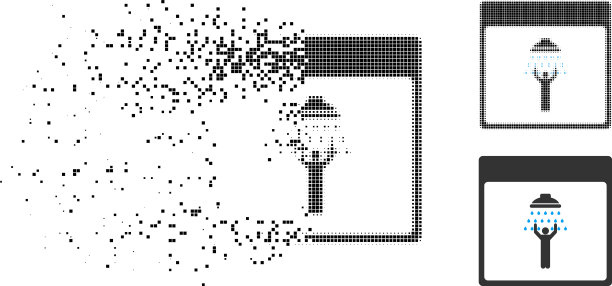 破碎的虚线半色调男人淋浴日历页图片下载