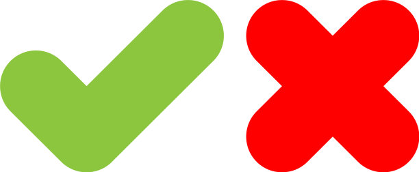 绿色勾和红色叉的对勾图标（扁平风格）图片下载