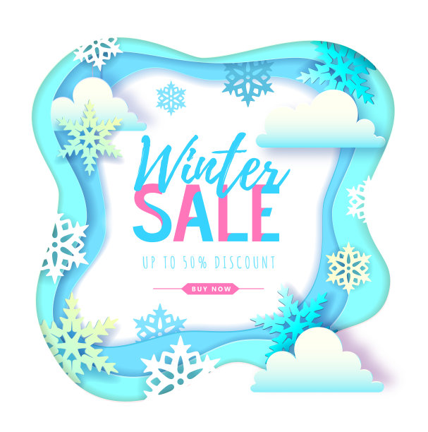 冬季大减价印刷海报与雪花图片下载