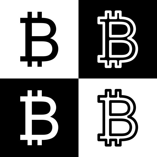 比特币标志黑白图标图片下载