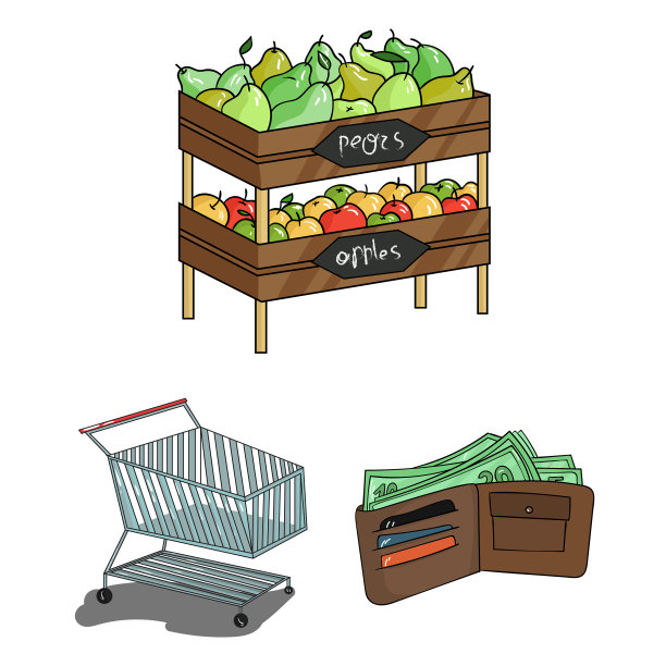 超市和设备卡通图标设置图片下载