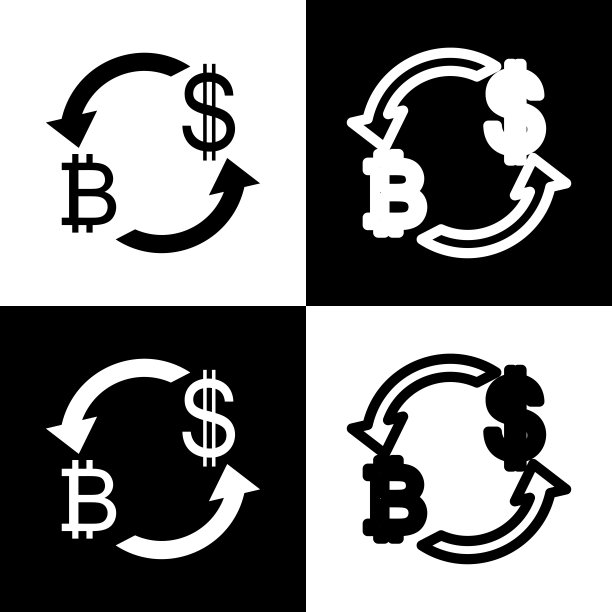货币兑换标志，比特币和美元图片下载