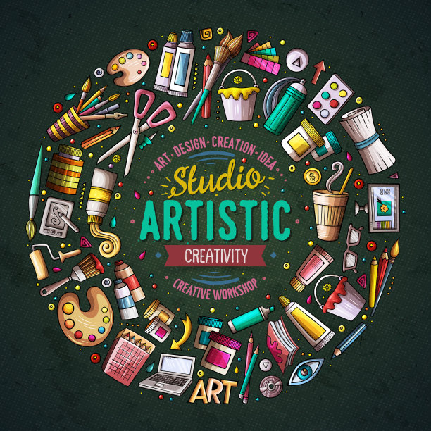 套艺术卡通涂鸦对象符号和图片下载