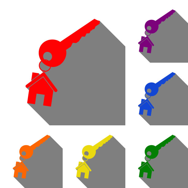 钥匙和钥匙链作为一套红色的房子标志图片下载
