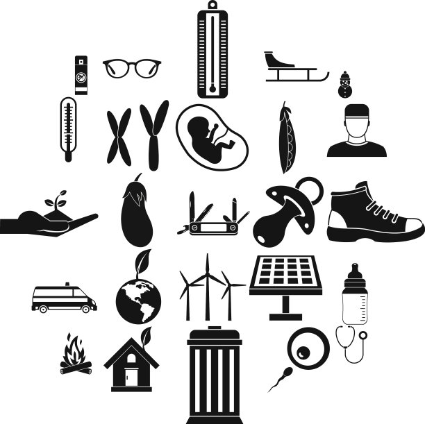 儿童夏令营图标设置简单的风格图片下载