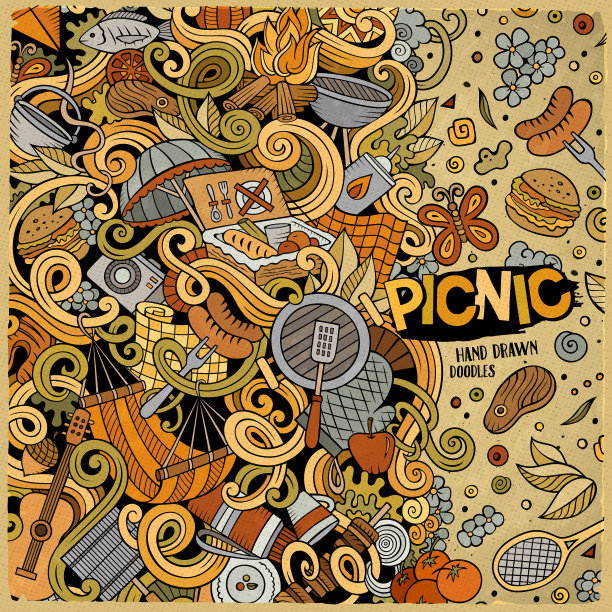 卡通野餐涂鸦框图片下载