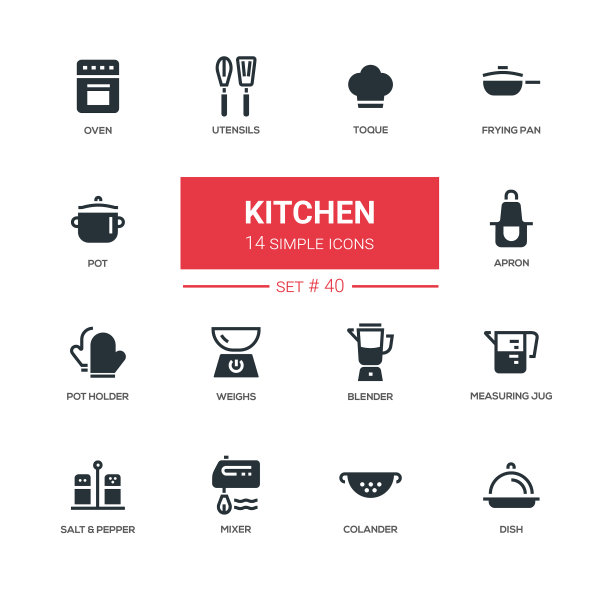 厨房用具系列图标设计套装图片下载
