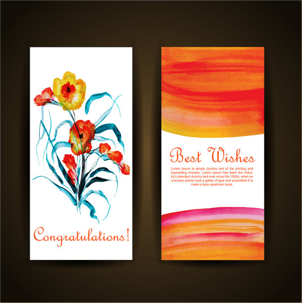 水彩鲜花贺卡图片下载