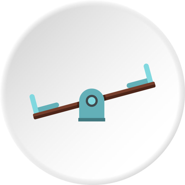 游乐场上的跷跷板上有一个圆形图标图片下载