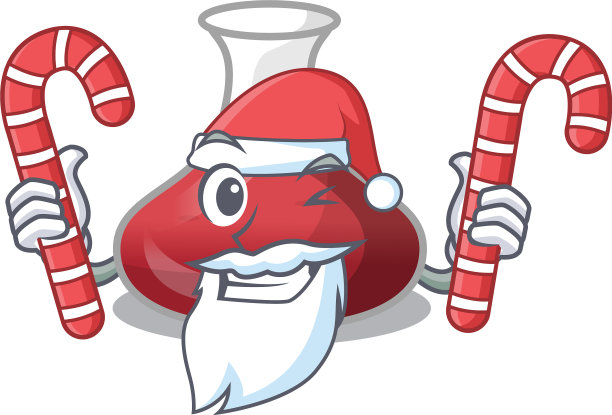 圣诞老人用糖果红酒酒瓶隔离图片下载