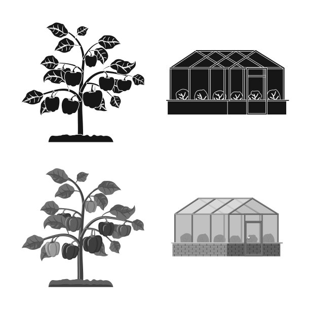 温室与植物标志隔离对象图片下载