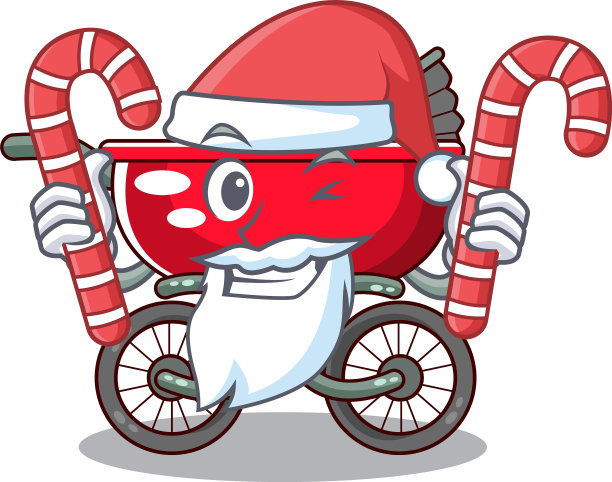 圣诞老人与糖果现代婴儿车孤立图片下载