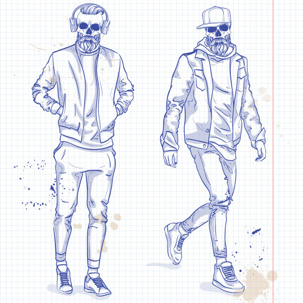 两个留着骷髅胡子的男人图片下载