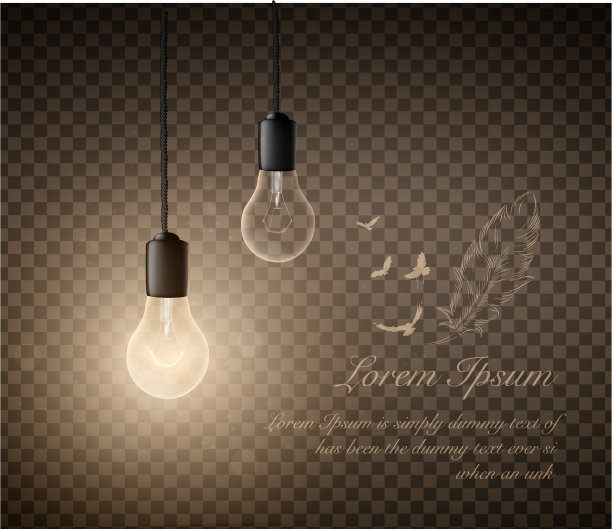 一组挂在墙上的发光灯泡图片下载