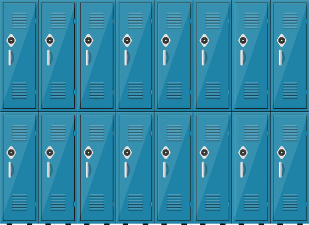 空的蓝色学校储物柜图片下载