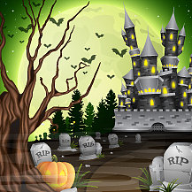 万圣节背景城堡和墓地图片下载