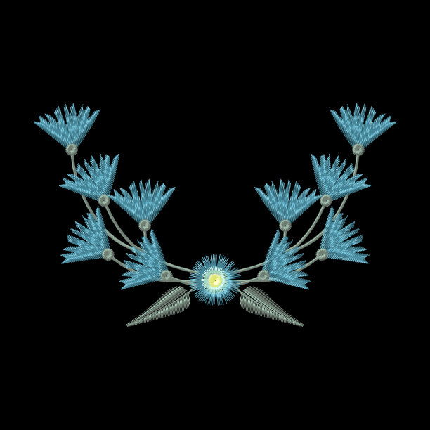 刺绣花环，纹章，矢车菊和图片下载