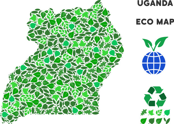 叶片绿色马赛克乌干达地图图片下载