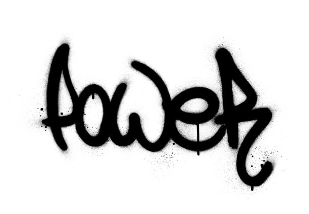 涂鸦的力量字喷在黑色的白色图片下载