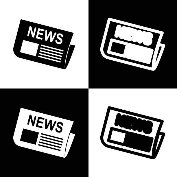 报纸标志黑白图标图片下载