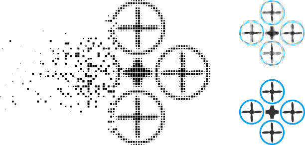 消失像素半色调四轴飞行器图标图片下载