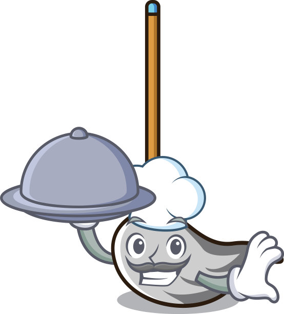 厨师用卡通造型的食物拖把吉祥物图片下载