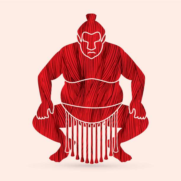 相扑姿势坐着准备打架图形图片下载