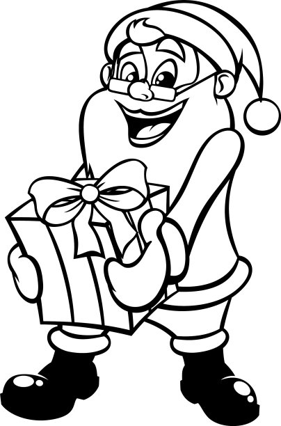 圣诞老人礼品线艺术图片下载