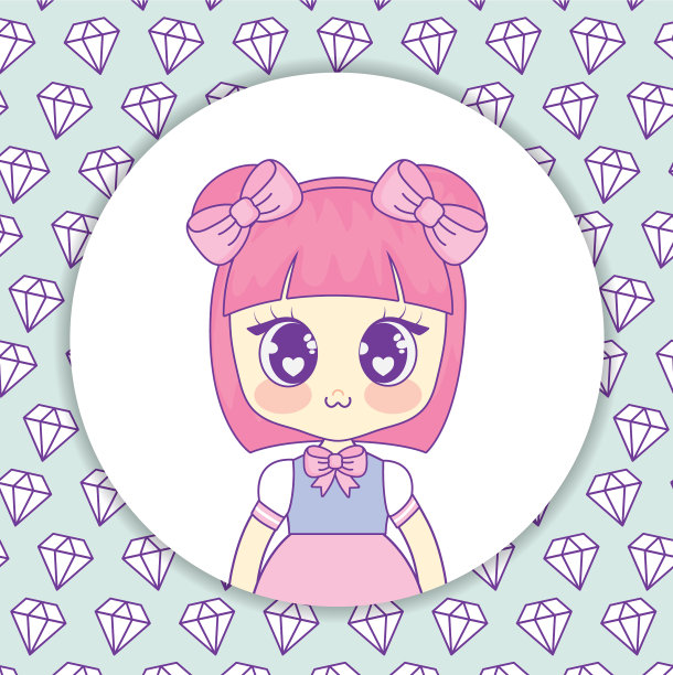 可爱的动漫女孩设计图片下载