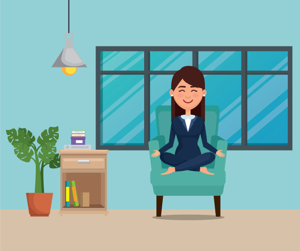 年轻女子在沙发上练习瑜伽图片下载