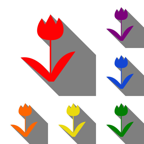 郁金香标志套红橙黄绿图片下载