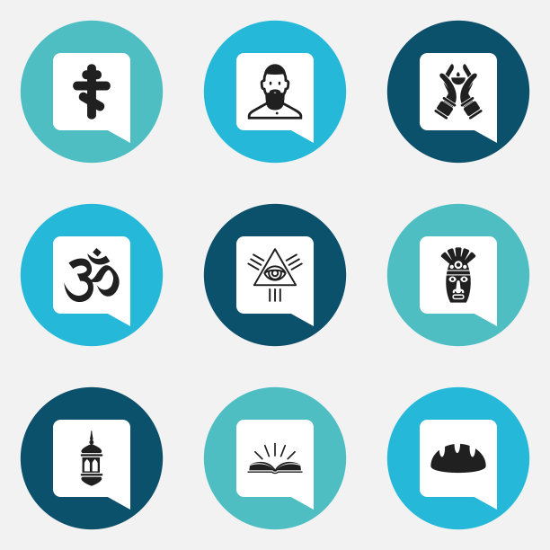 一套9可编辑的宗教图标包括符号图片下载