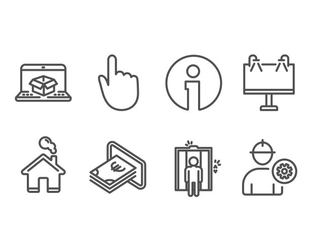 现金手点击和道路旗帜图标电梯图片下载