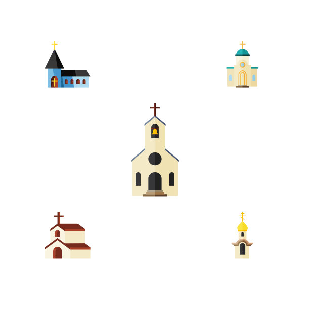 扁平的图标教堂套结构建筑图片下载