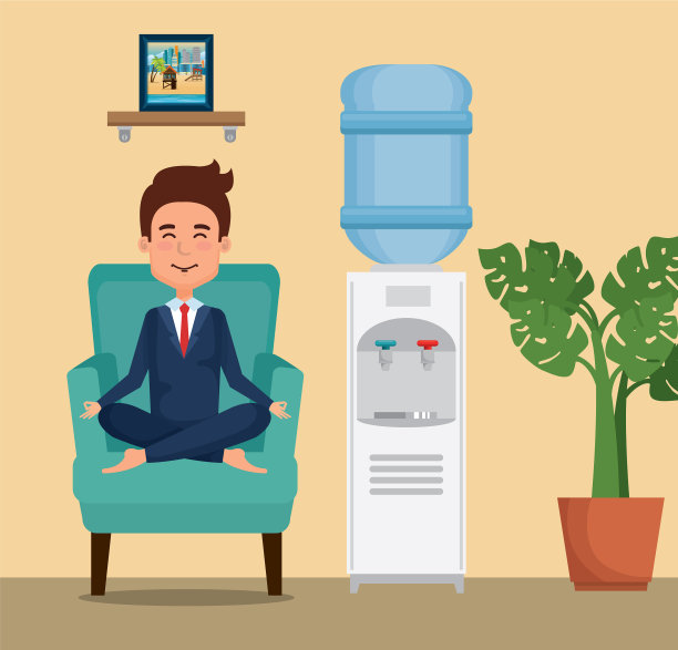 在沙发上练瑜伽的商人图片下载