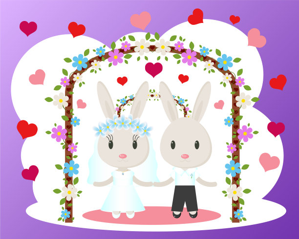 小兔子结婚卡图片下载