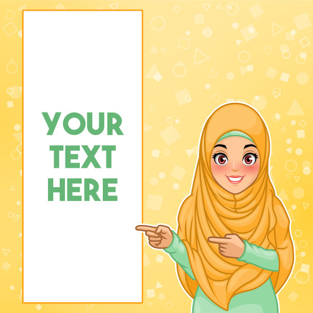 穆斯林妇女手指向右侧图片下载