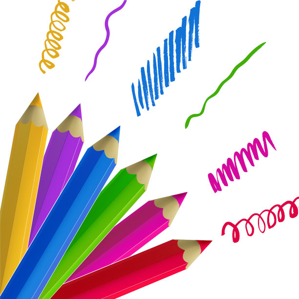 白色背景上的彩色铅笔图片下载