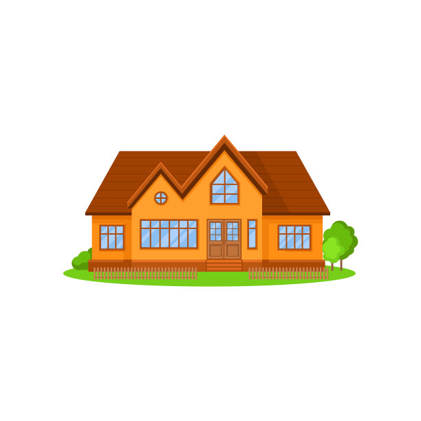 可爱的两层平房与图标图片下载