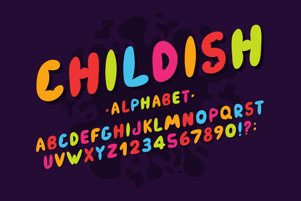 儿童字体，卡通风格的彩色泡泡图片下载