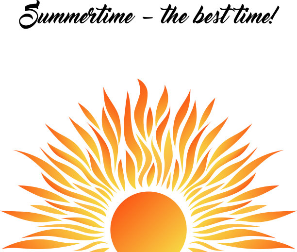 美丽的夏日卡片与太阳图标和文字图片下载