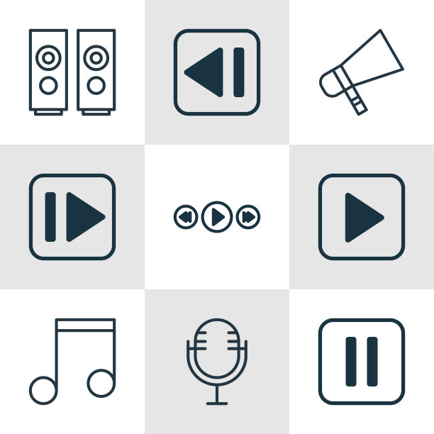 一套9多媒体图标包括麦克音乐图片下载